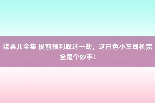 浆果儿全集 提前预判躲过一劫，这白色小车司机完全是个妙手！