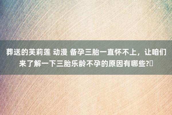 葬送的芙莉莲 动漫 备孕三胎一直怀不上，让咱们来了解一下三胎乐龄不孕的原因有哪些?‍