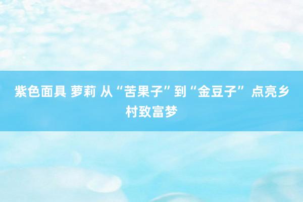 紫色面具 萝莉 从“苦果子”到“金豆子” 点亮乡村致富梦