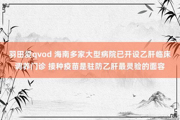 羽田爱qvod 海南多家大型病院已开设乙肝临床调养门诊 接种