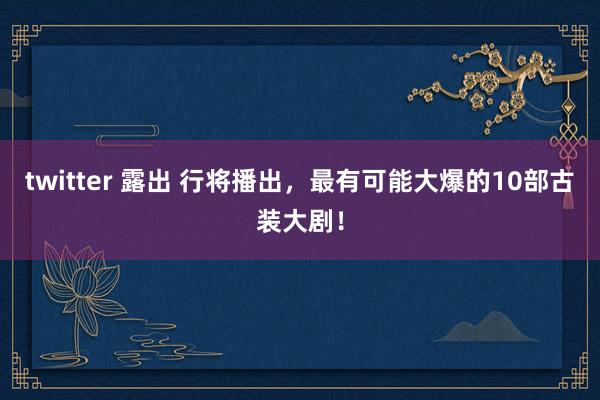 twitter 露出 行将播出，最有可能大爆的10部古装大剧！