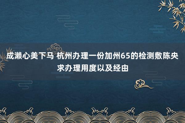 成濑心美下马 杭州办理一份加州65的检测敷陈央求办理用度以及经由