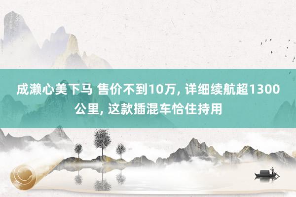 成濑心美下马 售价不到10万, 详细续航超1300公里, 这
