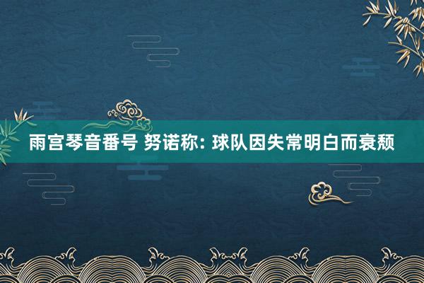 雨宫琴音番号 努诺称: 球队因失常明白而衰颓