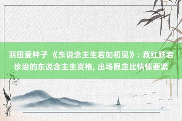 羽田爱种子 《东说念主生若如初见》: 菽红跌宕诊治的东说念主生资格, 出场限定比情愫要紧