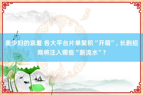 美少妇的哀羞 各大平台片单聚积“开箱”, 长剧招商将注入哪些“新流水”?