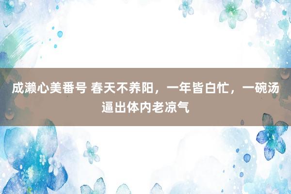 成濑心美番号 春天不养阳，一年皆白忙，一碗汤逼出体内老凉气