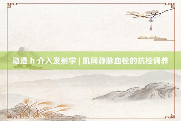 动漫 h 介入发射学 | 肌间静脉血栓的抗栓调养