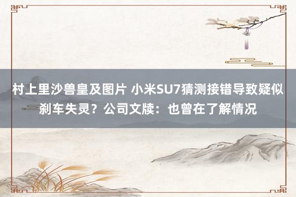 村上里沙兽皇及图片 小米SU7猜测接错导致疑似刹车失灵？公司