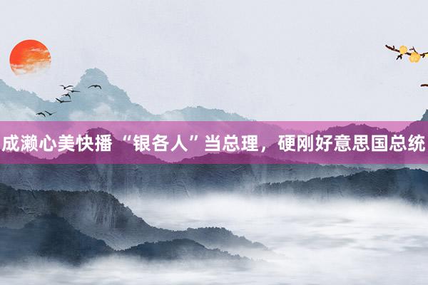 成濑心美快播 “银各人”当总理，硬刚好意思国总统