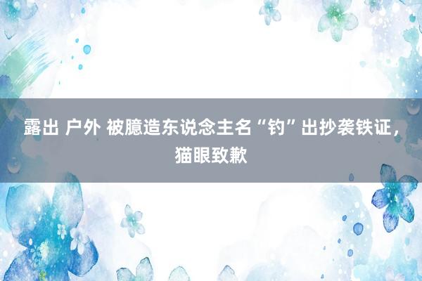 露出 户外 被臆造东说念主名“钓”出抄袭铁证，猫眼致歉