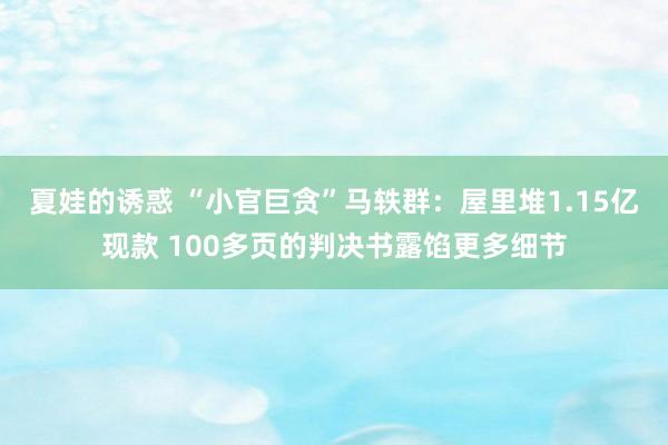 夏娃的诱惑 “小官巨贪”马轶群：屋里堆1.15亿现款 100